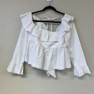 Free people open back tie ruffle top